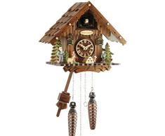 Eble 24722 Horloge Coucou à Quartz en Bois véritable à Piles 21 cm