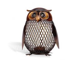 Tooarts Tirelire Chouette Tirelire en Métal Sculpture en Métal