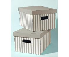 COMPACTOR Lot de 2 Boîtes de Rangement en Carton Ondulé, Avec Poignées, Empilables, Taupe, 40 x 31 x H. 21 cm, RAN4583