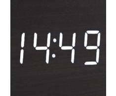 kwmobile Horloge digitale réveil triangulaire - Alarme aspect bois noir - Activation sonore et tactile date heure température - Affichage LED blanc