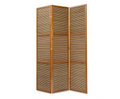 Homestyle4u 3 pan Diviseur de pièce paravent Taille spéciale 2 m de Hauteur - Bois diviseur Shoji avec du Bambou en Brun Clair