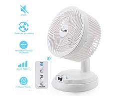 Ventilateur de Table, QXMCOV Ventilateur de Bureau Turbo 23cm Silencieux avec Télécommande, Oscillation Horizontale et Verticale, 3 Niveaux de Vitesse, Timer, Portable pour Chambre et Bureau (Blanc)