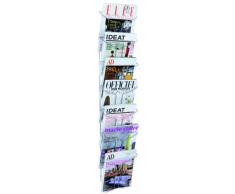 Alba - Présentoir Mural - DDFIL7M - Fil Métal - 7 Compartiments A4 - 25 x 112 cm - Porte Revues - Porte Journaux - Porte Revues Mural - Porte Document - Présentoir Vintage - Présentoir Design