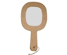 Décopatch AC356O - Un support en papier brun pulpé 0,8x11x21,5 cm, Miroir à main avec cordon