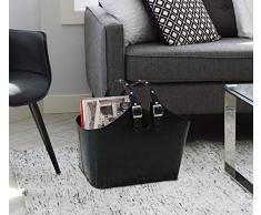 Porte-revues, Porte Journaux, simili cuir crocodile, noir, 40x30x19 cm