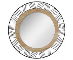 Paris Prix Atmosphera Créateur dintérieur - Miroir Rond en Métal & Bois Joe 45cm Noir