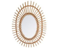 Paris Prix Atmosphera Créateur dintérieur - Miroir Mural Ovale Rotin 58cm Naturel