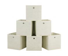 SONGMICS Boîtes de Rangement Pliables, Lot de 6, Coffre de Rangement, Tissu Non-tissé, pour Linge, Jouets, Vêtements,Dimensions 30 x 30 x 30 cm, Beige RFB02M-3