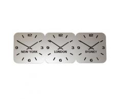 Horloge Acrylique Fuseaux Horaires Argent de Roco (H15cm x L45cm Triple Horizontal)