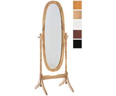 CLP Miroir sur Pieds Cora Oval avec Cadre en Bois I Miroir Inclinable I Miroir De Chambre/Couloir/Salle de Bain Nature