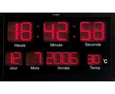 Lunartec Horloge Murale Radio-pilotée à LED Rouges