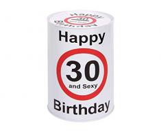 KMC Austria Design Tirelire en métal Rond 30 Ans 15 cm x 10 cm Happy Birthday 30 et Sexy