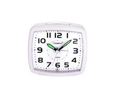 Réveil De Voyage, Petit Réveil à Quartz De Voyage Léger, Réveil Analogique Silencieux Non Répétant avec Snooze Et Lumière, Alarme Sonore Croissante, Facile à Régler, à Piles (Noir, Blanc)