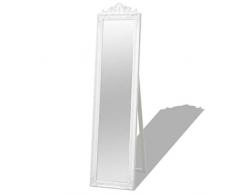 vidaXL 243691 Miroir sur Pied Style Baroque Style Maison de Campagne Antique 160 x 40 cm Blanc, Bois, Taille Unique