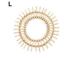 pegtopone Miroirs Muraux Ronds Rotin Miroir en Rotin Naturel Lot Créatif Art Déco Rond Miroir Salon Tenture Miroir Cuisine Salle De Bain Miroir vividly