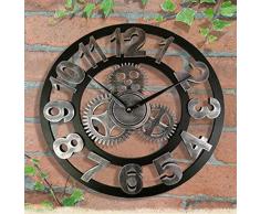 Ziruixiong 3D Grand Classique Horloge Murale En Bois Engrenage Suspendu Horloge Chiffre Romain Horologe Décor Salon 40 Cm