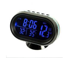 Maso universel 12–24 V Thermomètre digital Voltmètre moniteur LCD Alarme Horloge temps LED (Bleu/rouge)