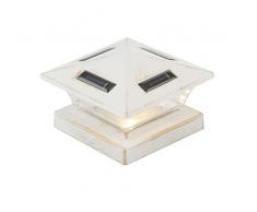 Lampadaire solaire extérieur jardin blanc (lampe extérieure, LED, lampe de clôture, éclairage dhorloge, 15 cm)