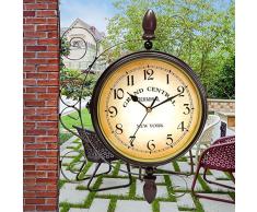 Horloge Horloge murale Double face intérieure et extérieure Jardin Gare Horloge Vintage Look Antique monté au mur