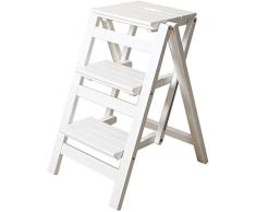XITER Marchepieds Pliant Escabeau 3 marches en Bois léger et Pliable for Adultes des Enfants for la bibliothèque Loft Cuisine Décoration - Capacité 150 kg (Size : White)
