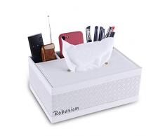 Robasiom Boîte de rangement multifonction en cuir PU pour stylo à crayons, télécommande, mouchoirs, pour la maison et au bureau