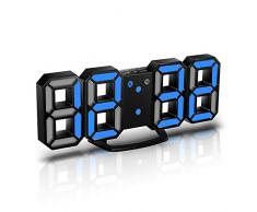 CENTOLLA Réveille-Matin 3D LED Digital, Horloge Murale, Horloge numérique, Timorn Réveil LED 3D avec 3 Niveaux de luminosité réglables Fonction de répétition de la veilleuse Dimmable