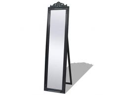 vidaXL 243694 Miroir sur Pied Style Baroque Style Maison de Campagne 160 x 40 cm Noir, Bois, Taille Unique