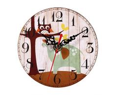 Horloge Murale Ronde Numérique en Bois Pendule Murale Vintage Décor Cuisine Horloge Digitale Style Européen (#1)