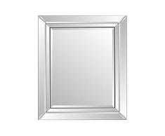 Miroir Mural vénitien Double biseauté argenté 68 x 58 cm