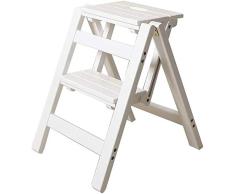 XITER Marchepieds Pliant Escabeau 2 marches en Bois Blanc Léger et Pliable for Enfant Adulte for la bibliothèque Loft Cuisine Décoration - Capacité 150 kg