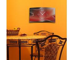 Abstrait rouge gris horloge murale en acier inoxydable design horloges design 28 cm x 48 cm volume trevi dIXTIME 3D - 0145