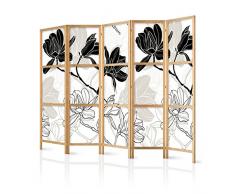 murando Paravent XXL Fleurs 225x171 cm - 5 Parties - Seul Cote - Imprime sur l'intisse Qualite Allemande - Nature - Bois - Design - Fait a la Main - Deco - Japon – p-B-0011-z-c