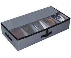 AMX Boîte à Chaussures Pliante Lavable sous Le lit avec Couvercle Transparent, Boîte de rangement sous le lit, Gris foncé