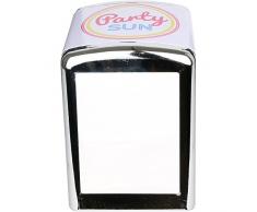 Amatable 38-1K-048 Distributeur de Serviettes California Cool Party Sun Blanc Métal 50 Serviettes en Papier incluses H15 x 10 x 11 cm