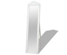 Festnight Miroir sur Pied Bois et Verre 160 x 40 cm Blanc