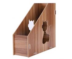 Porte-revue en Bois Porte-Magazine Dossier Journal A4 avec Motif Chat Rangement Bureau Support Document Livres Grande Capacité Fourniture de Bureau Organiseur de Bureau Maison Scolaire