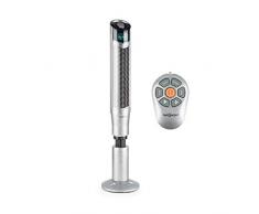 OneConcept Northpeak SL - Ventilateur Colonne, Huit Vitesses, Trois Modes de Ventilation, Ionisateur enclenchable, Hauteur Variable, Oscillation 360°, Écran LCD, Télécommande Incluse, Gris