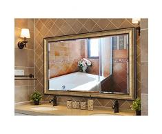 LYN Miroir Murale,Bathroom Mirror, Clean Grand Nordic Cadre carré Miroir Mural, Chambre, Salle de Bains ou Hangs Horizontale ou Verticale (Color : Antique Gold, Size : 60 * 80cm)