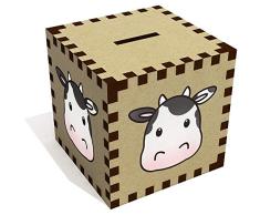 Azeeda Tête de Vache Tirelire en Bois (MB00072871)