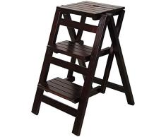 XITER Escabeaux en Bois escabeau Pliante for Enfants Adultes Cuisine Petits échelles Escabeau/Stairway Chaise avec 3 étapes for Accueil Bibliothèque Marches Pliantes (Couleur : Black Walnut Color)