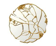 Round Wall Art Miroir Art Déco Round bord biseauté Gold Frame mur miroir en verre 80cm Flower Design J4/17