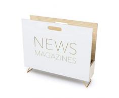 Balvi Porte-revues News Couleur Blanc pour Les Magazines, catalogues et journaux avec poignée Bois MDF