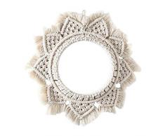 Miroir Mural Suspendu, Macramé Fringe Miroir Rond, Bohémien Macramé Antique Miroir pour Appartement, Salon, Chambre À Coucher, Baby Nursery, Décoration De La Maison Moderne, Gift Ideas