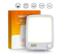 10000 Lux Lampe avec Reveil Simulateur Daube, Reveil Lumineux Lumiere du Jour avec Simulation du Lever Soleil, Lampe de chevet avec 20 Niveaux sans UV, Adaptateur et Pied Pliant Inclus - Lichtopia