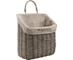 Porte-revues mural en osier gris
