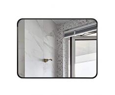 Miroirs Ronds de Verre Miroir de Mur Noir Rectangle Miroir de vanité HD pour Le Salon ou la Salle de Bain (Peut être Suspendu horizontalement et verticalement)