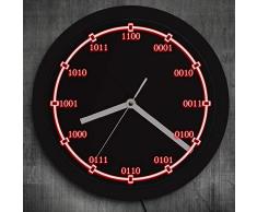 ZOBONI Horloge Murale Binaire Code Math Numéros Équation LED Néon Signe Horloge Murale avec LED Lumière Personnalité Mur Art Décor pour Le Salon