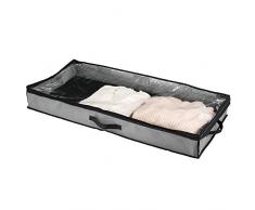 mDesign rangement sous lit – boite de rangement avec couvercle transparent pour vêtements, linge de lit ou chaussures – tiroir sous lit à labris de la poussière – gris foncé/noir