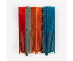 Paravent en bois design rustique coloré