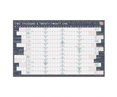 Boxclever Press calendrier 2020 2021 mural. Calendrier pour lannée scolaire 2020 2021. Format paysage, linéaire, en anglais. Planning mural d’août 2020 à juillet 2021. (Laminé)